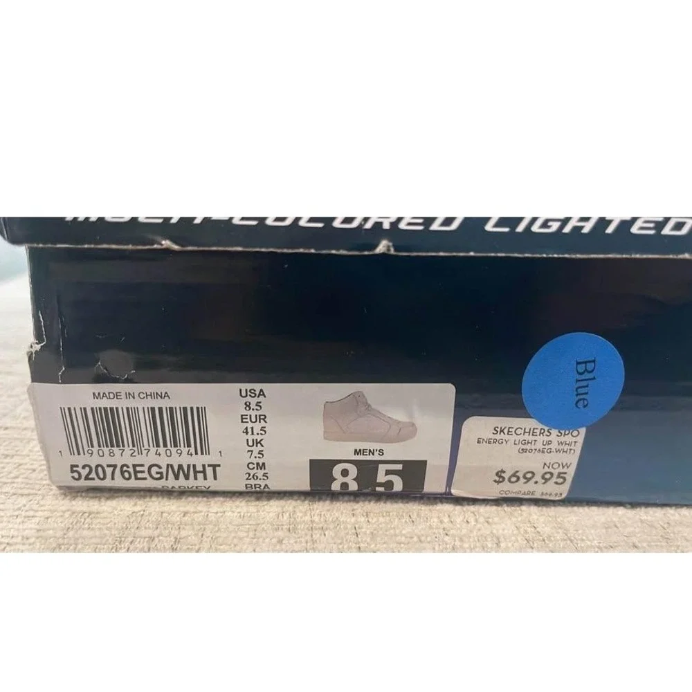 00683 Skechers Sport Energy Light Up White High Top Sneakers Men's Size 8.5 NWB‎